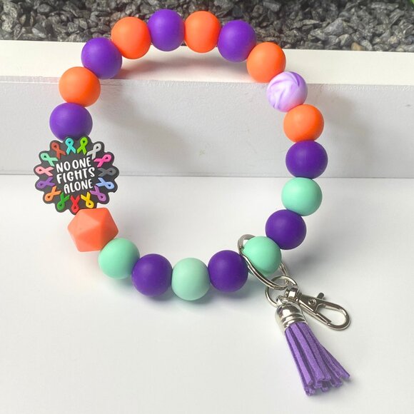 Cancer Awareness Beaded Wristlet/Keychain - Picture 1 of 4